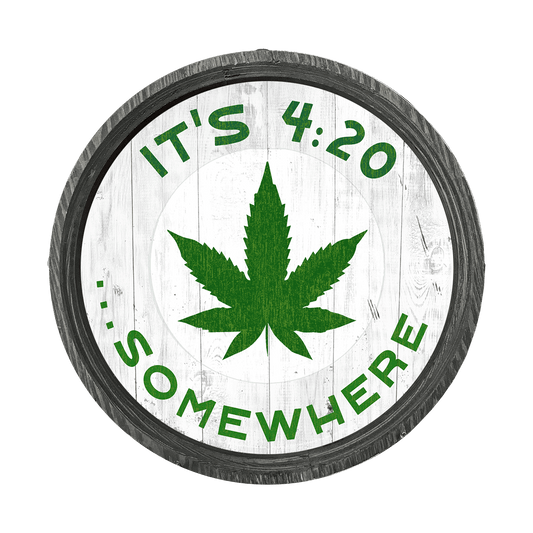 It's 4:20 Somewhere - White - LED Barrel End Wall Art