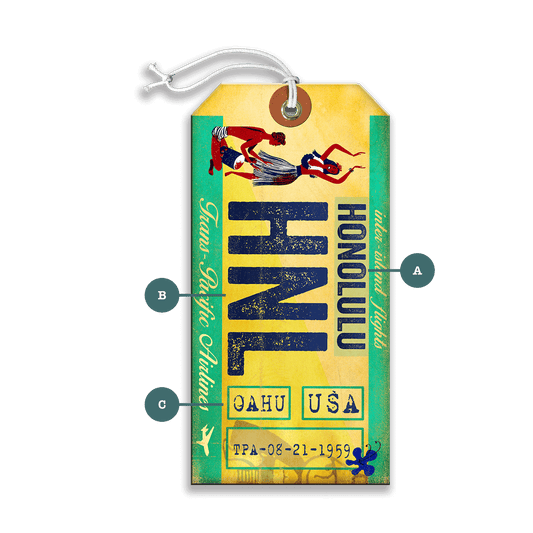Trans Pacific Airlines: Honolulu - Luggage Tag