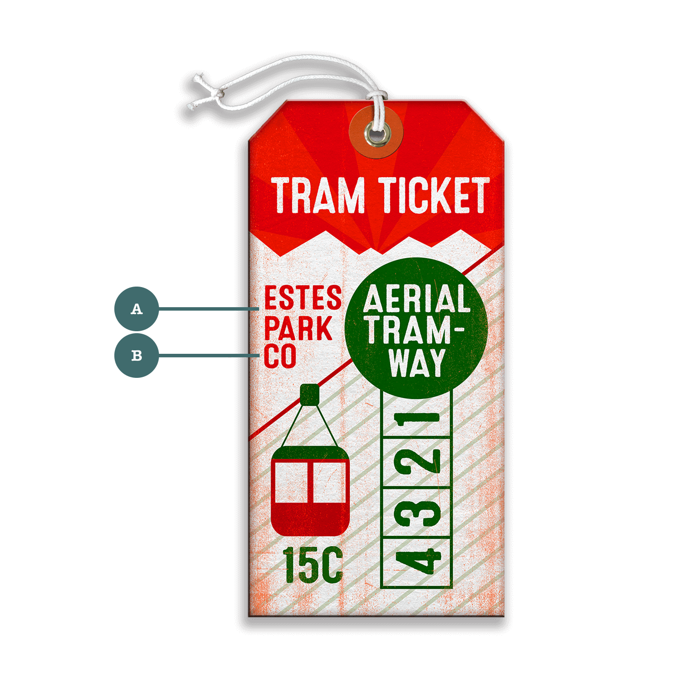 Estes Park Tram Ticket - Luggage Tag