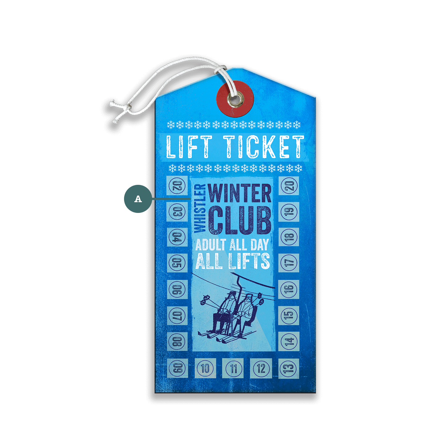 Blue Punch Card Lift Ticket - Luggage Tag