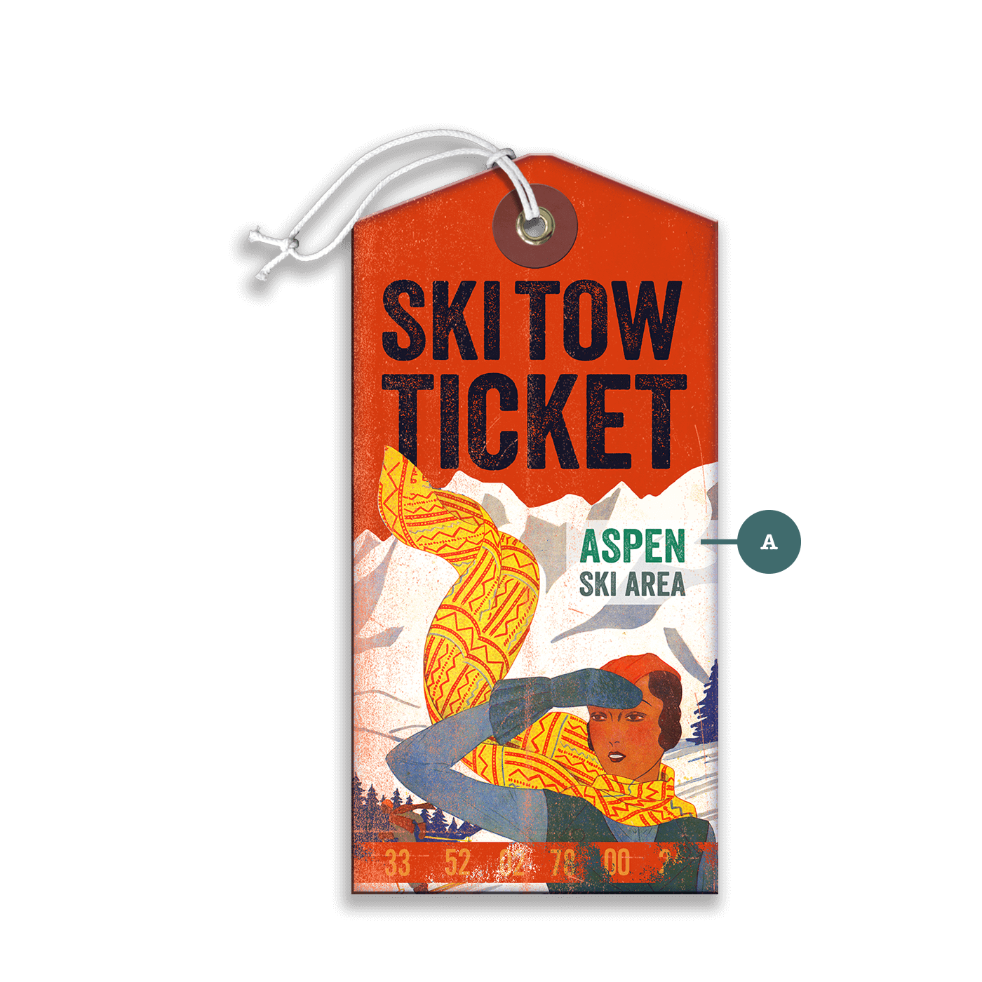 Mountain View Ski Tow Ticket - Luggage Tag