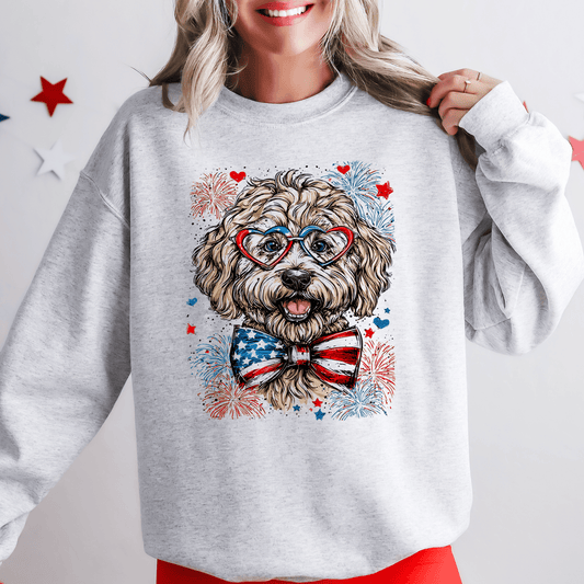 Labradoodle Patriotic Dog USA America Pet Lover 4th of July Flag Emblem Sweatshirt