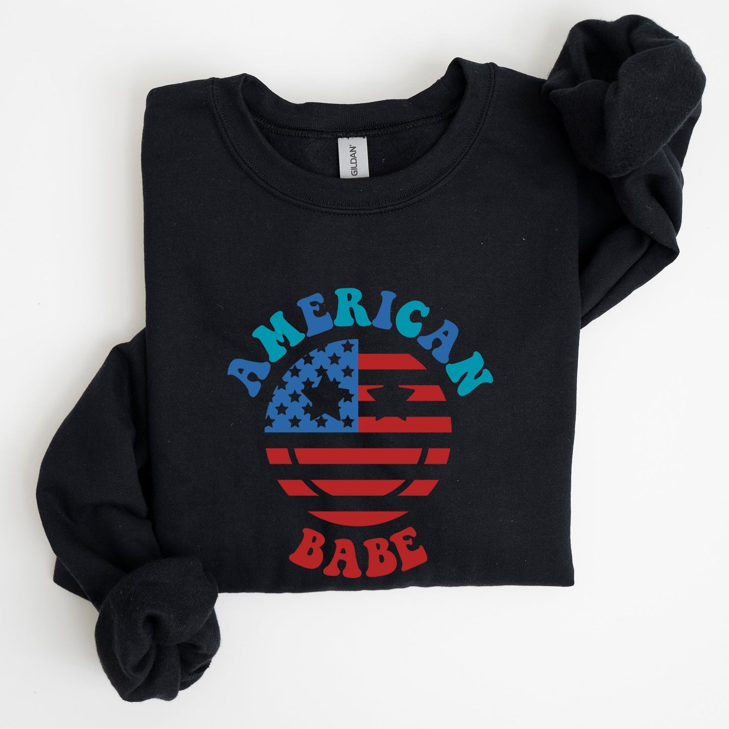 Land Of The Free, American Babe, 4th Of July Patriotic Premium Graphic Sweatshirt
