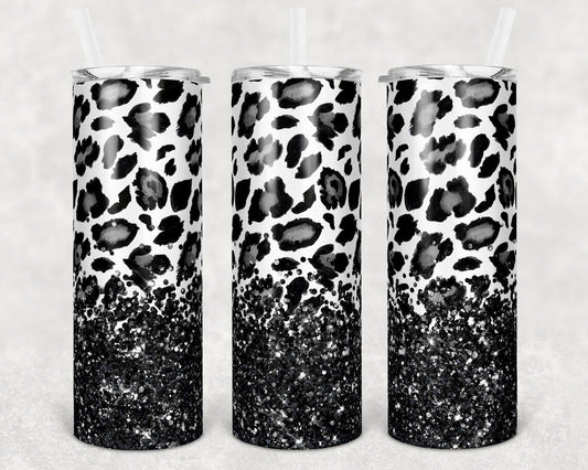 Leopard and Glitter 20 oz Skinny Tumbler