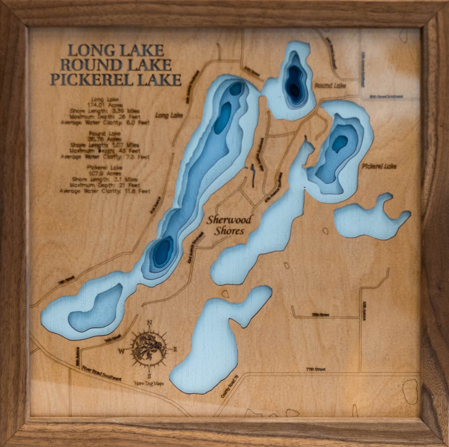 Long, Round, and Pickerel Lakes in Sherburne County, Minnesota