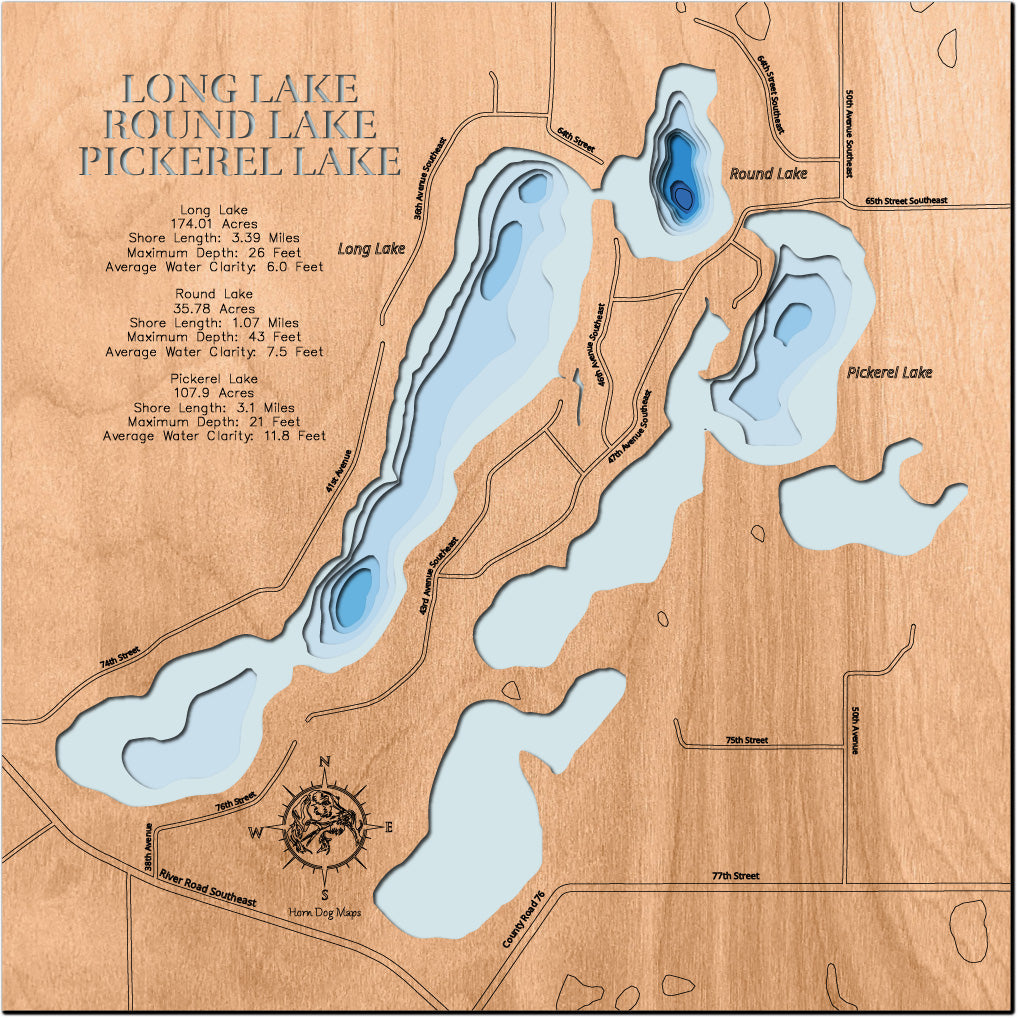 Long, Round, and Pickerel Lakes in Sherburne County, Minnesota