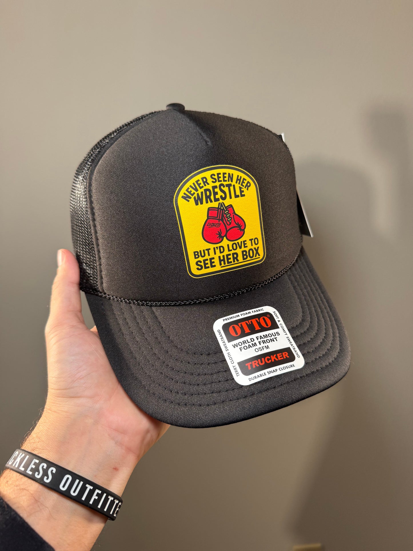 Love To See Her Box Trucker Hat by Luckless Outfitters