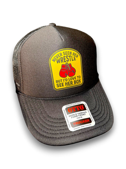Love To See Her Box Trucker Hat by Luckless Outfitters