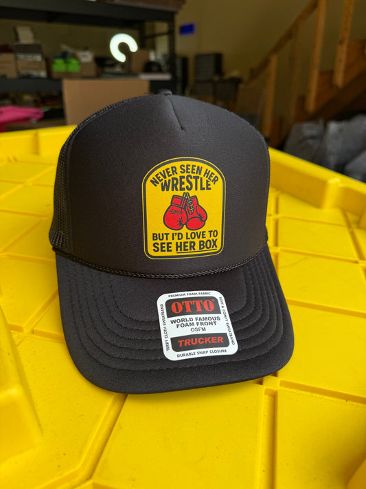 Love To See Her Box Trucker Hat by Luckless Outfitters