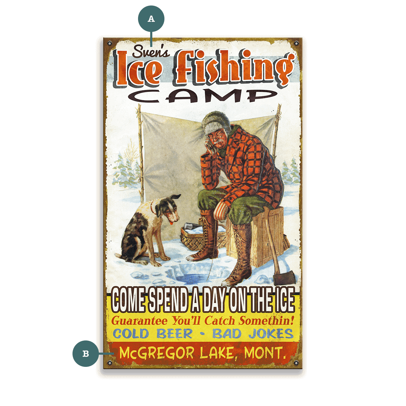 Ice Fishing Camp - Wood & Metal Wall Art