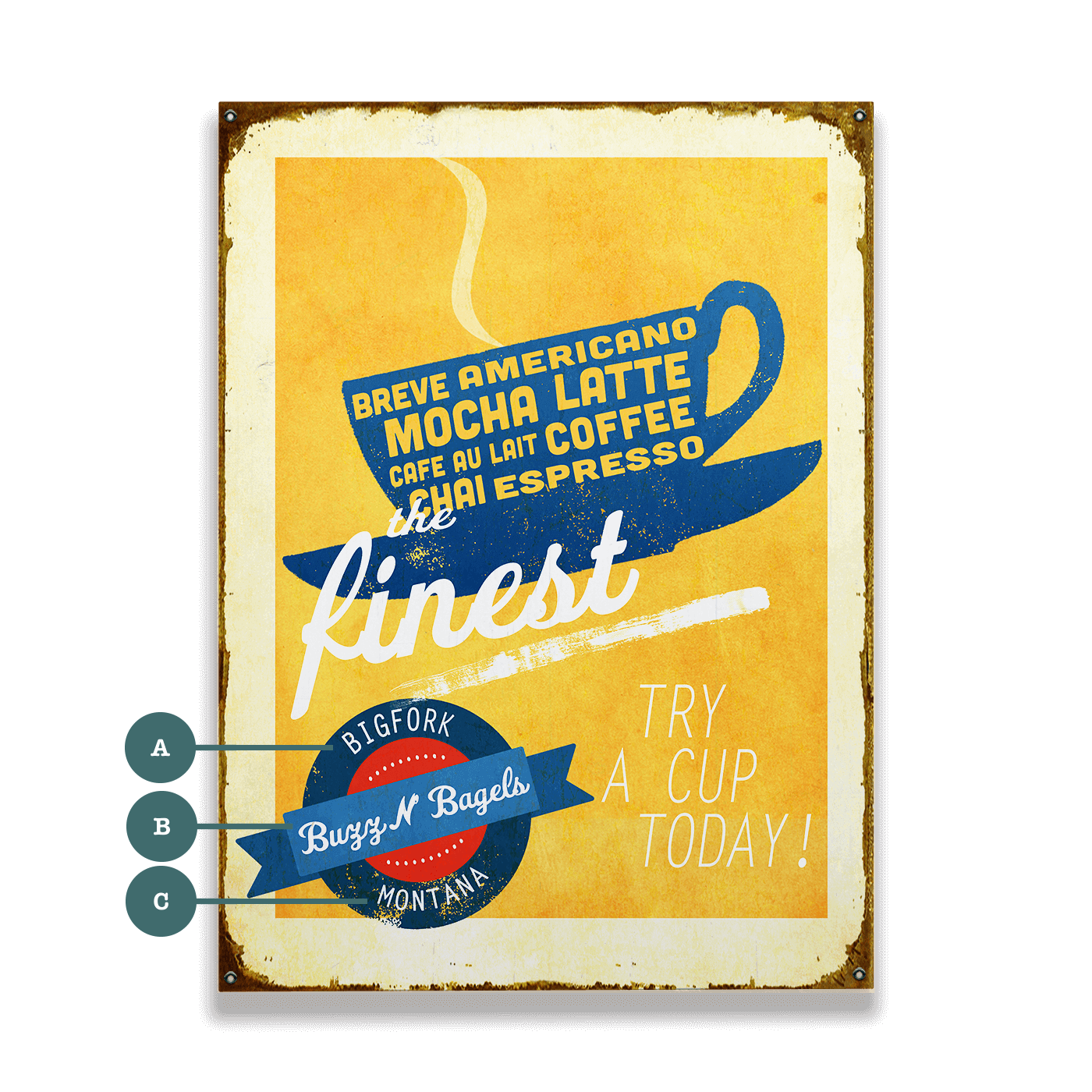 The Finest Coffee - Wood & Metal Wall Art