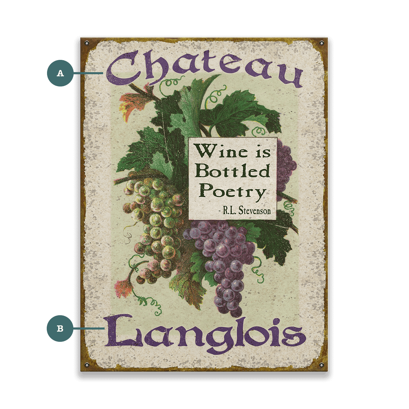 Wine is Bottled Poetry: Personalized - Wood & Metal Wall Art