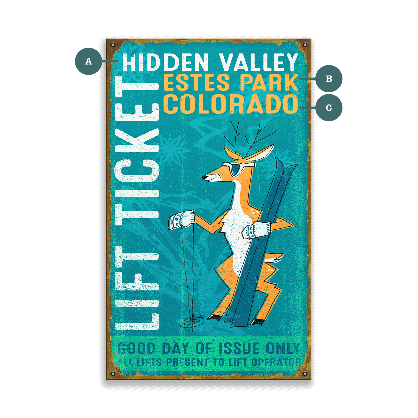 Hidden Valley Lift Ticket - Wood & Metal Wall Art