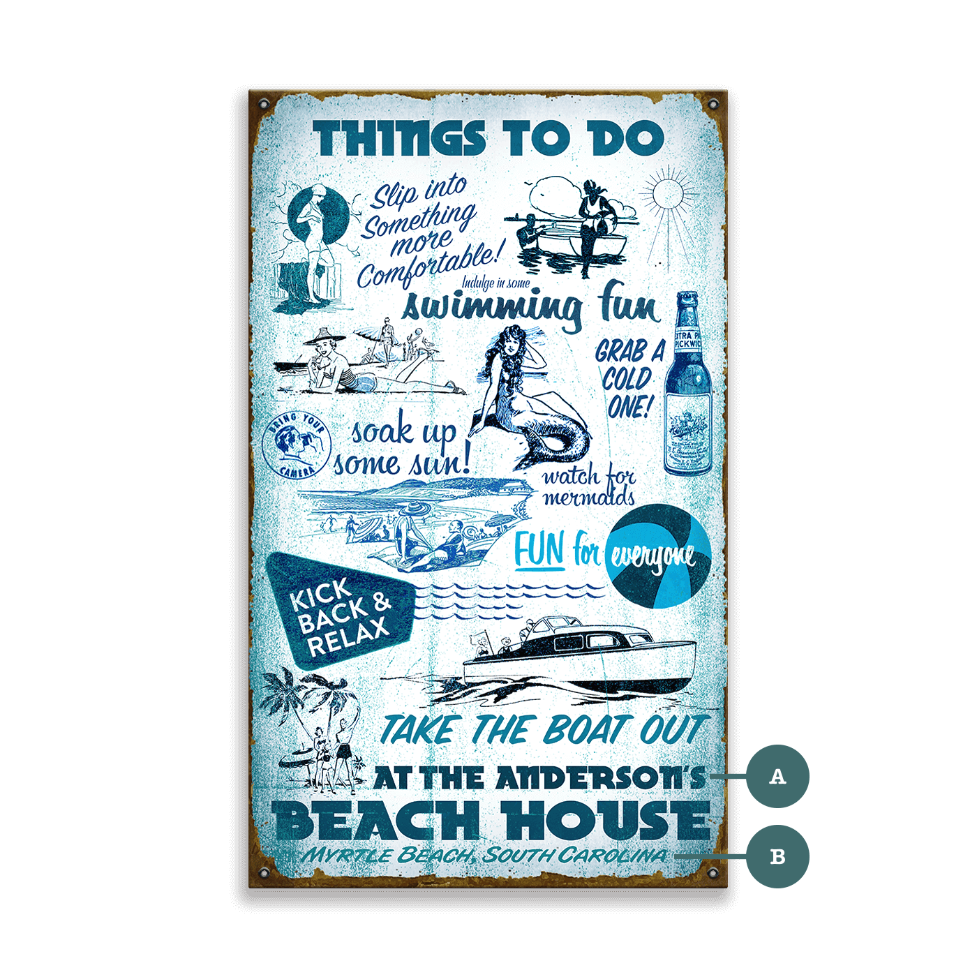 Things to do at the Beach - Wood & Metal Wall Art