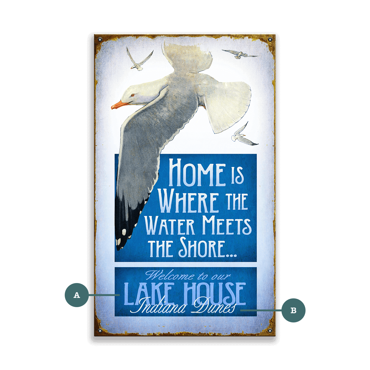 Home is Where the Water Meets the Shore - Wood & Metal Wall Art