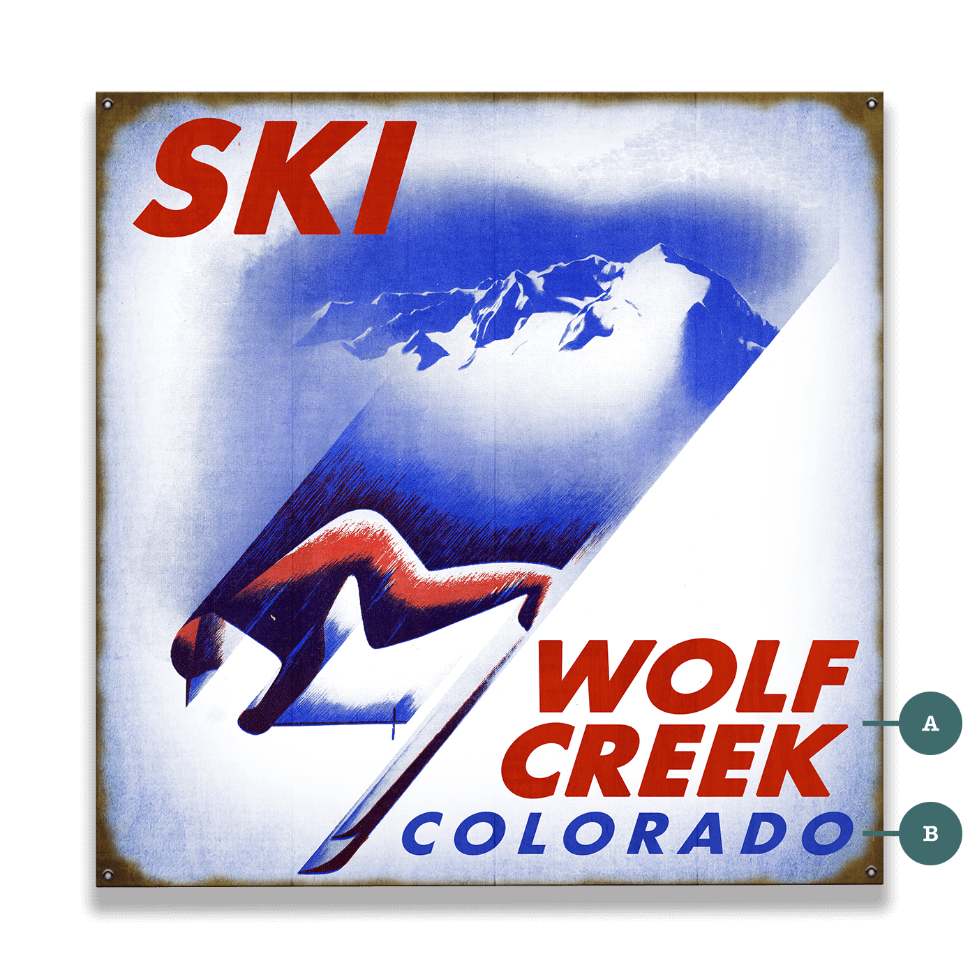 Retro Ski Racer - Wood & Metal Wall Art