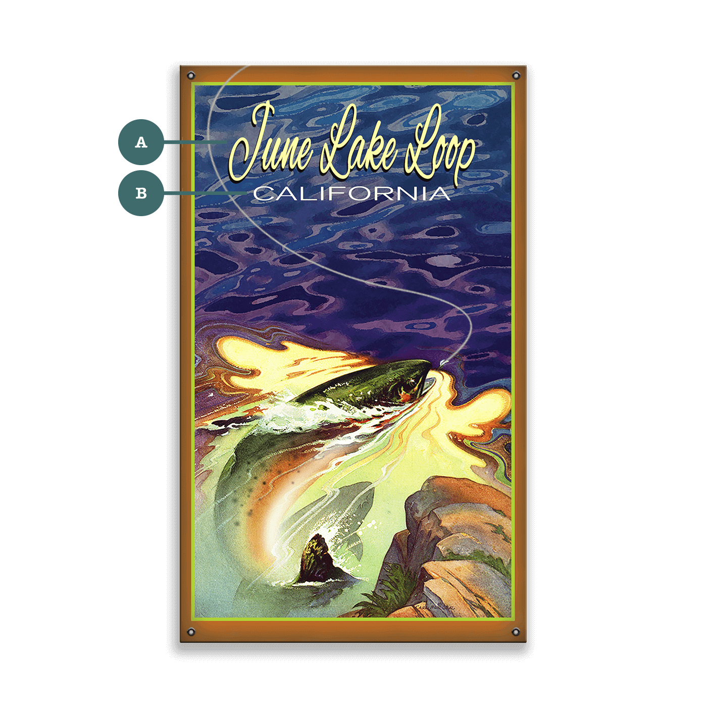 Fly Fishing at June Lake Loop - Wood & Metal Wall Art