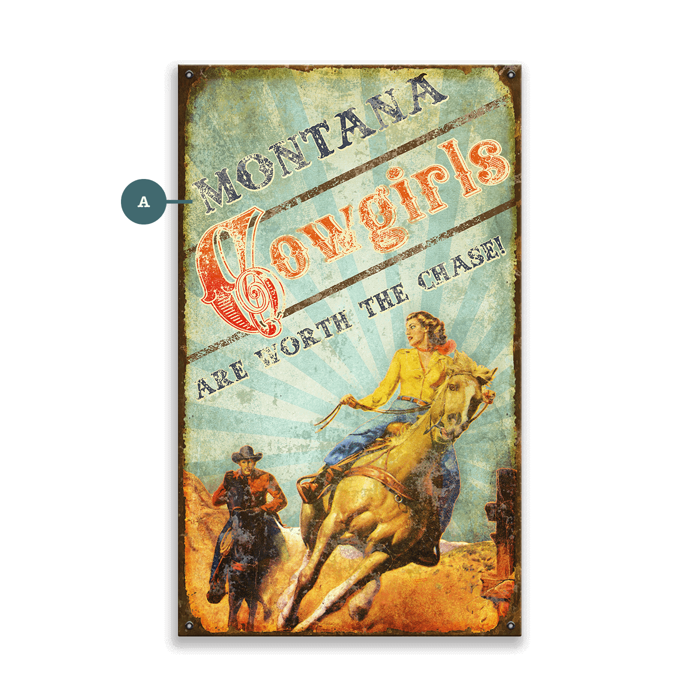 Cowgirls are Worth the Chase - Wood & Metal Wall Art
