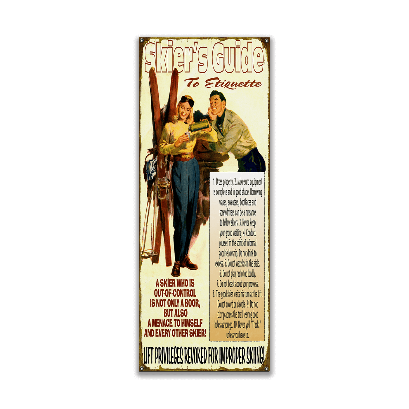 Skier's Guide to Etiquette: Generic - Wood & Metal Wall Art