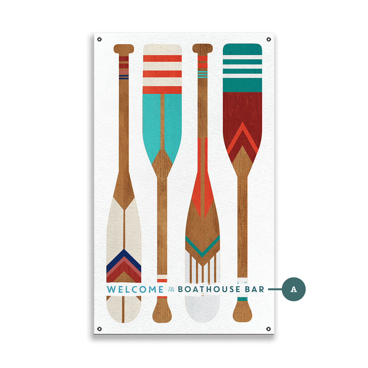 Oar Pattern Welcome Sign - Wood & Metal Wall Art