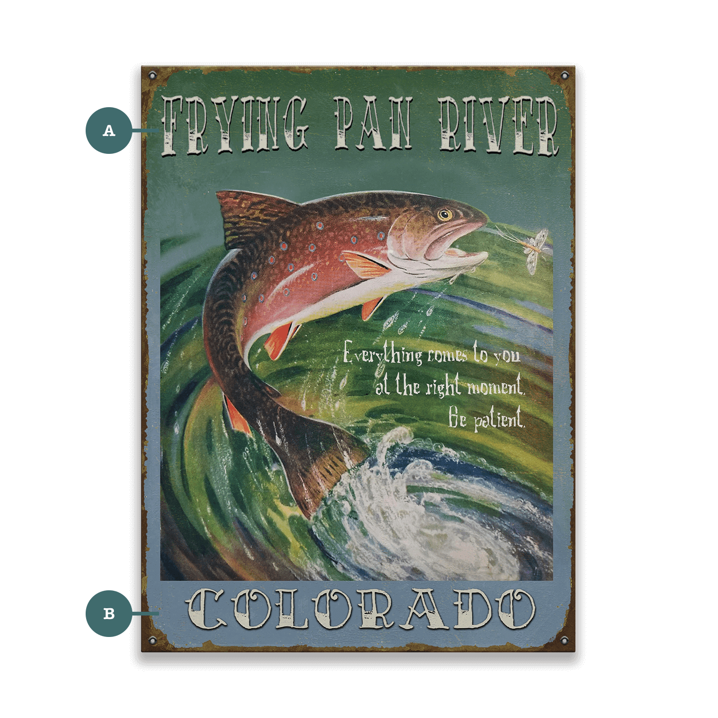 Fishing in the Right Moment - Wood & Metal Wall Art