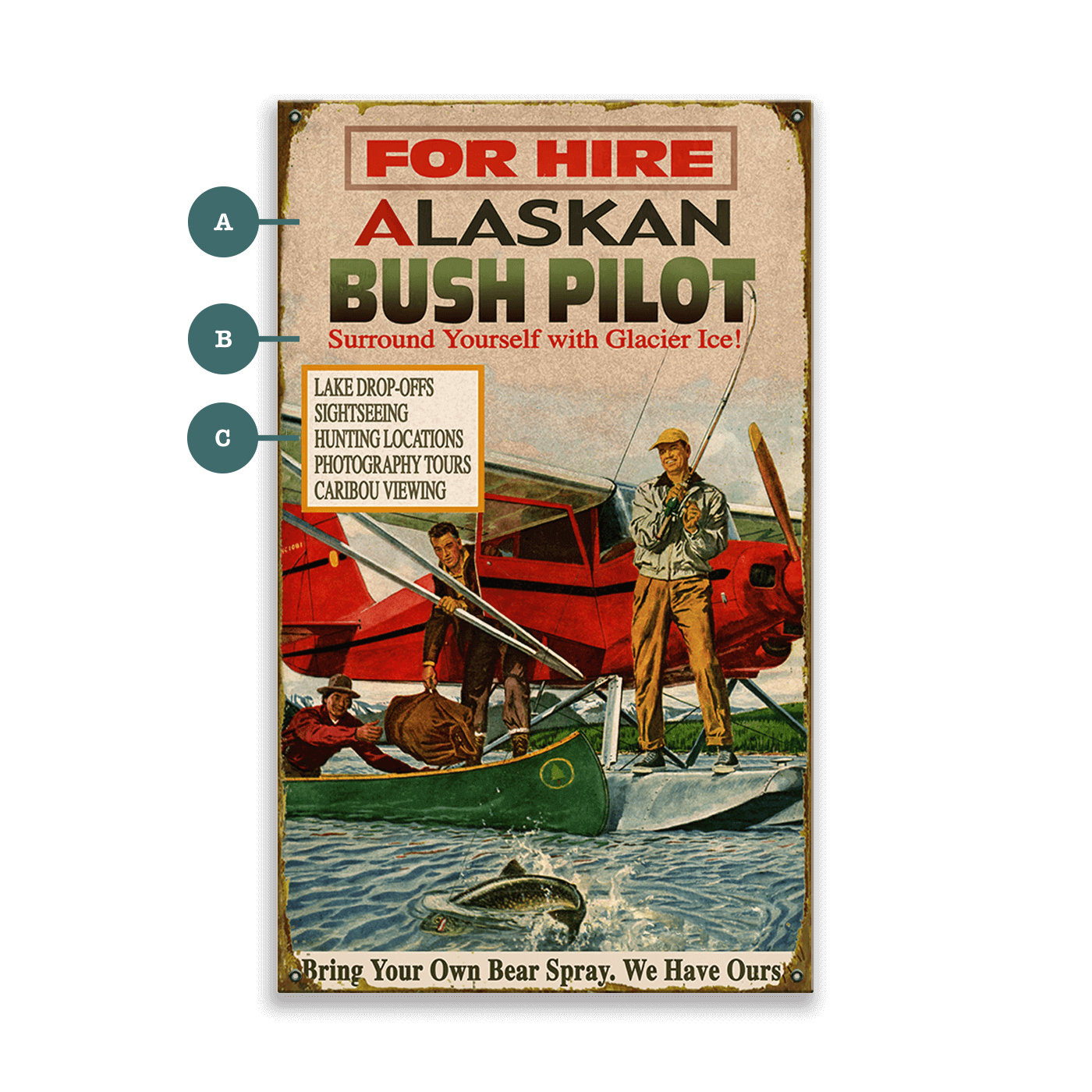 Bush Pilot for Hire - Wood & Metal Wall Art