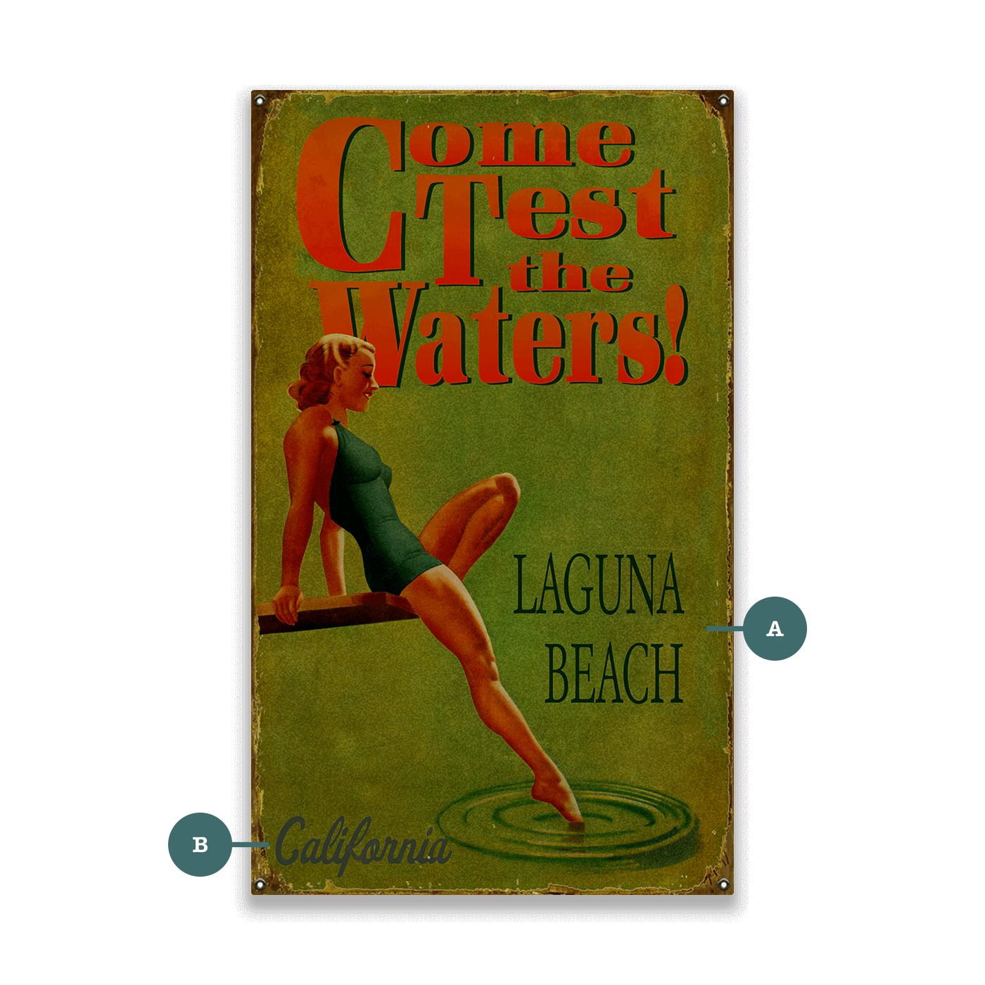 Test the Waters: Dip Your Toe in Green - Wood & Metal Wall Art