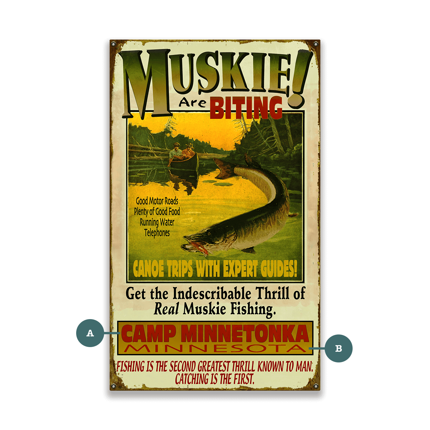 The Muskie are Biting! - Wood & Metal Wall Art