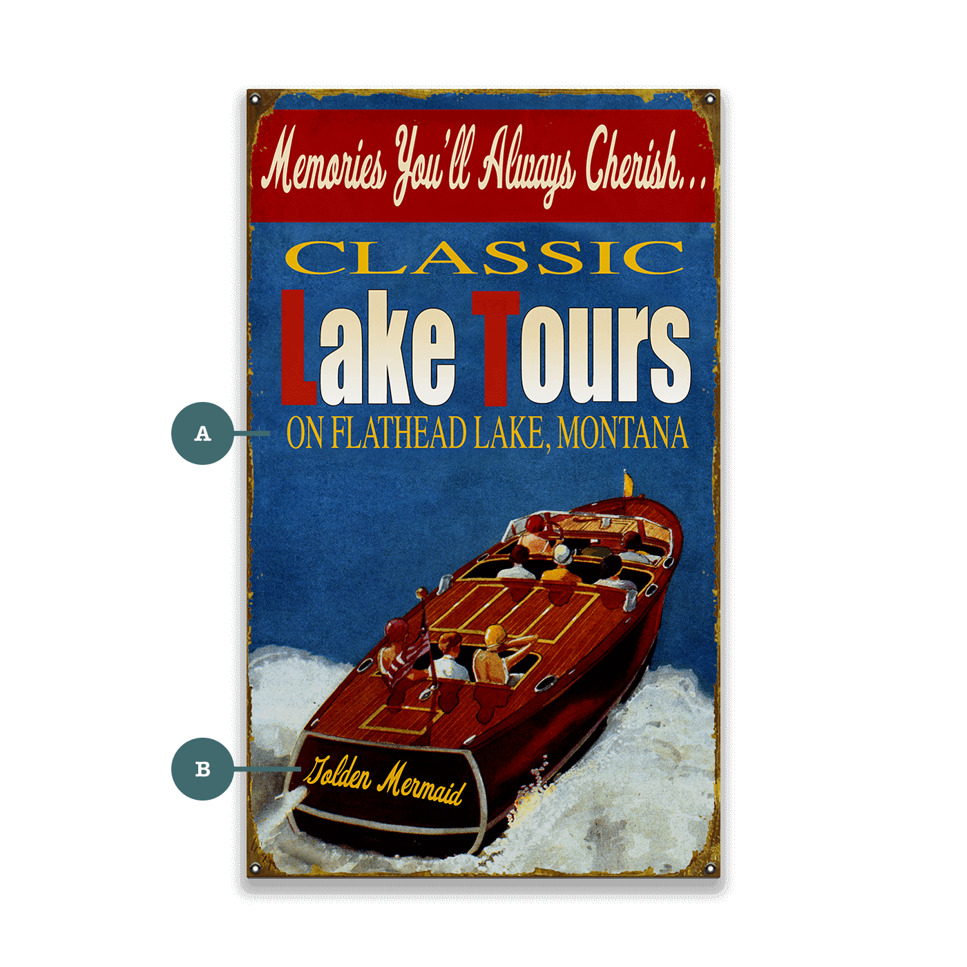 Classic Lake Tours - Wood & Metal Wall Art