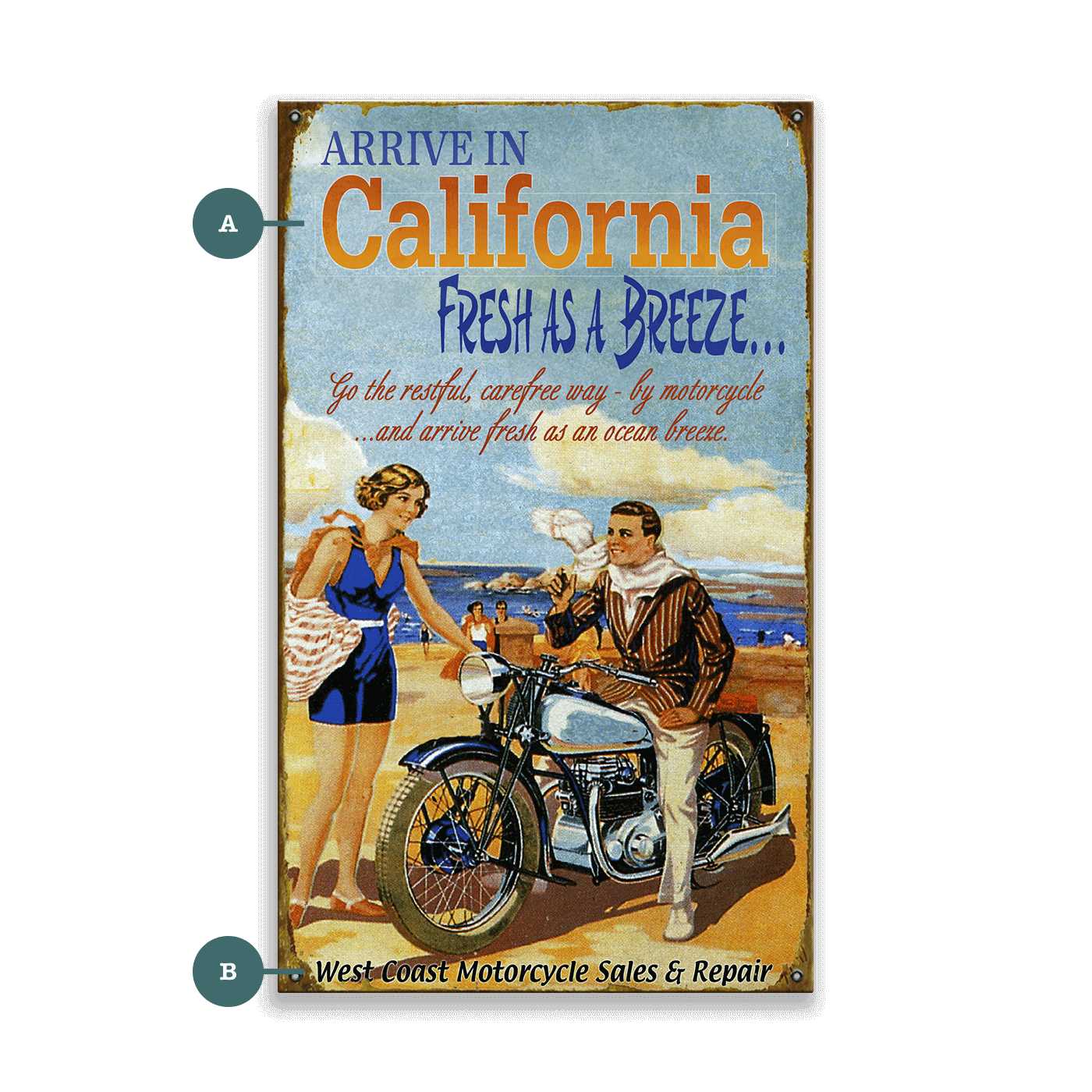 Motorcycle Touring - Wood & Metal Wall Art