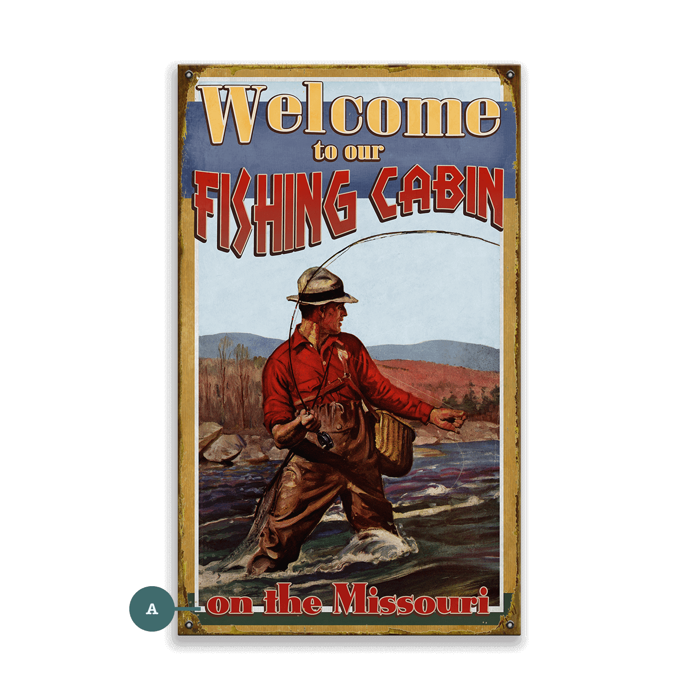 Welcome to our Fishing Cabin - Wood & Metal Wall Art