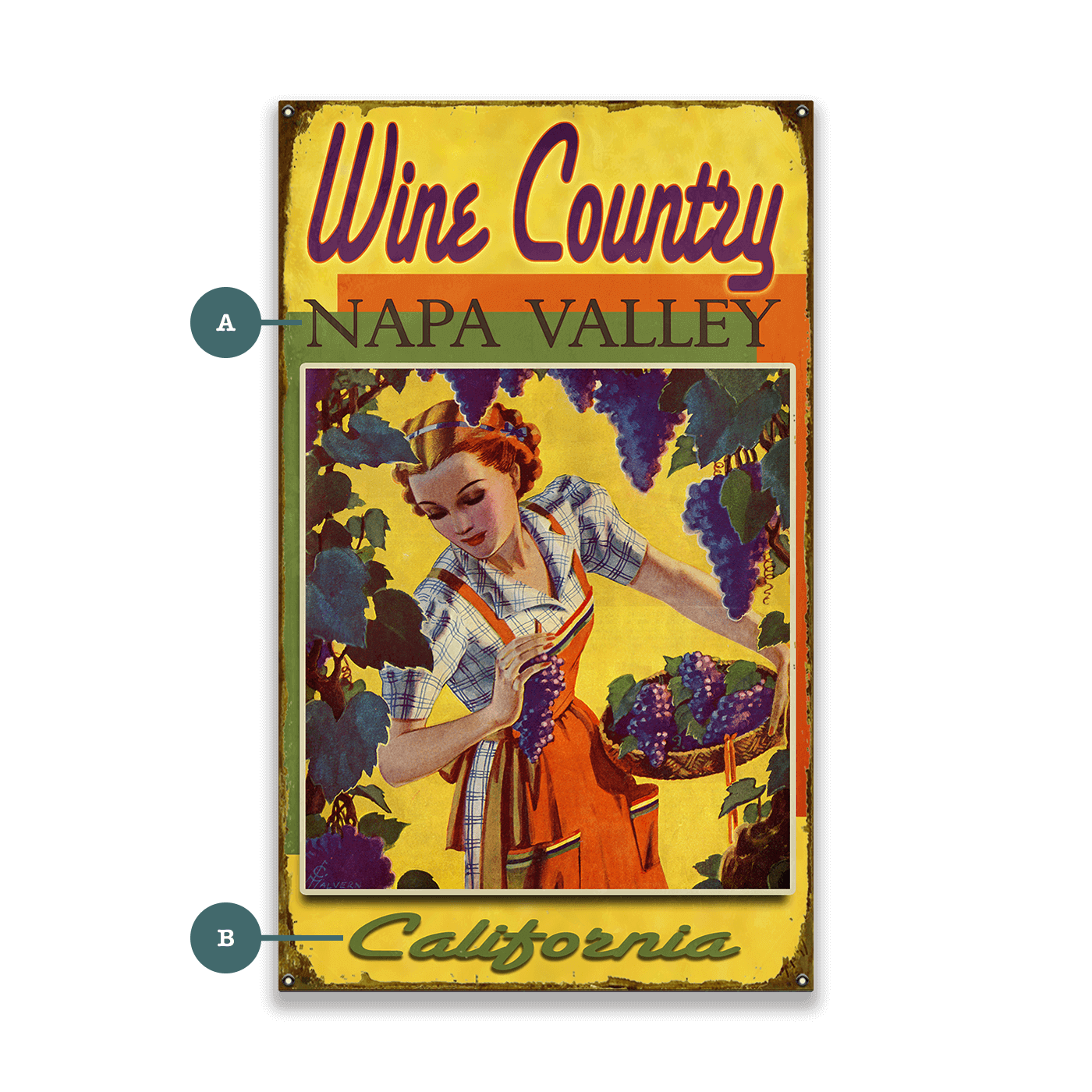 Wine Country - Wood & Metal Wall Art