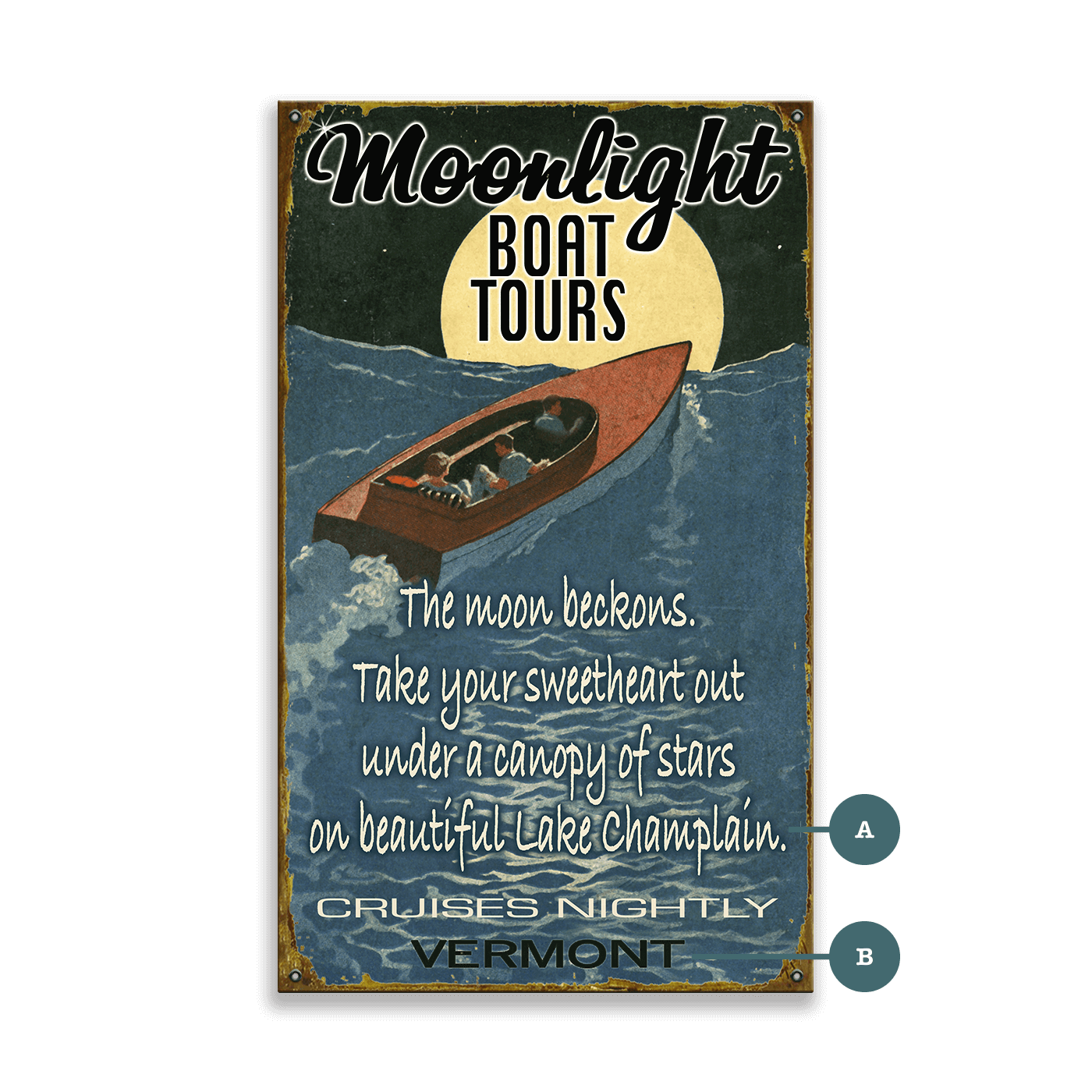 Moonlight Cruise - Wood & Metal Wall Art