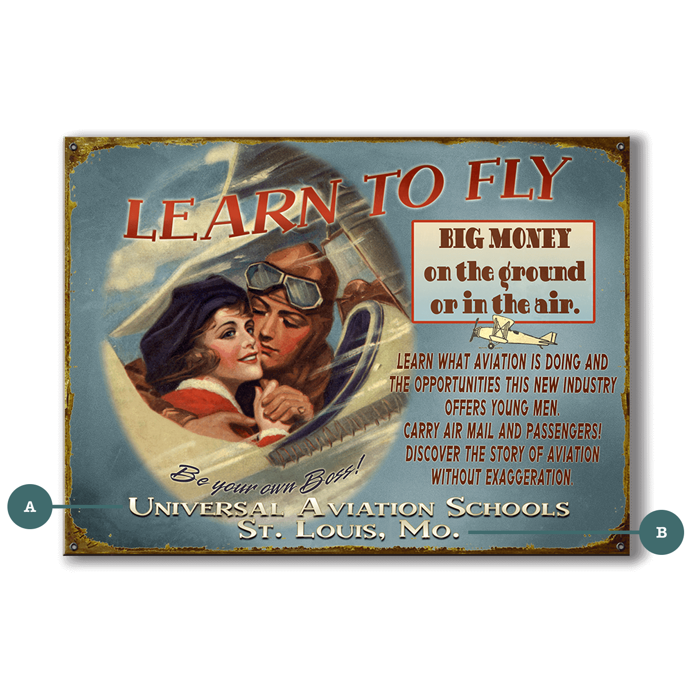 Learn to Fly: Personalized - Wood & Metal Wall Art
