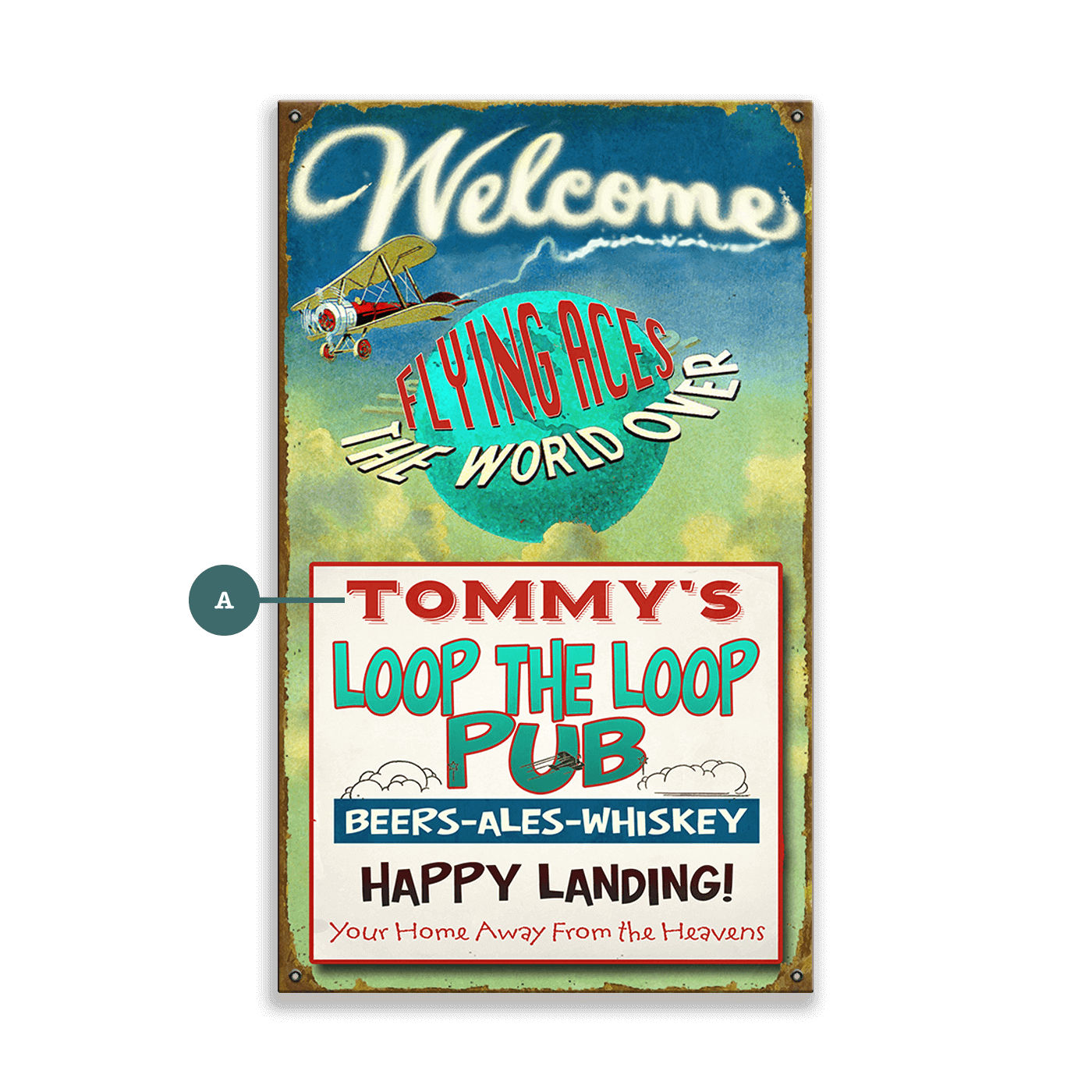 Loop the Loop Pub: Generic - Wood & Metal Wall Art