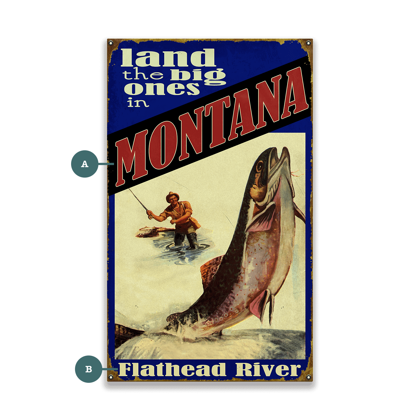 Land the Big Ones: Trout - Wood & Metal Wall Art