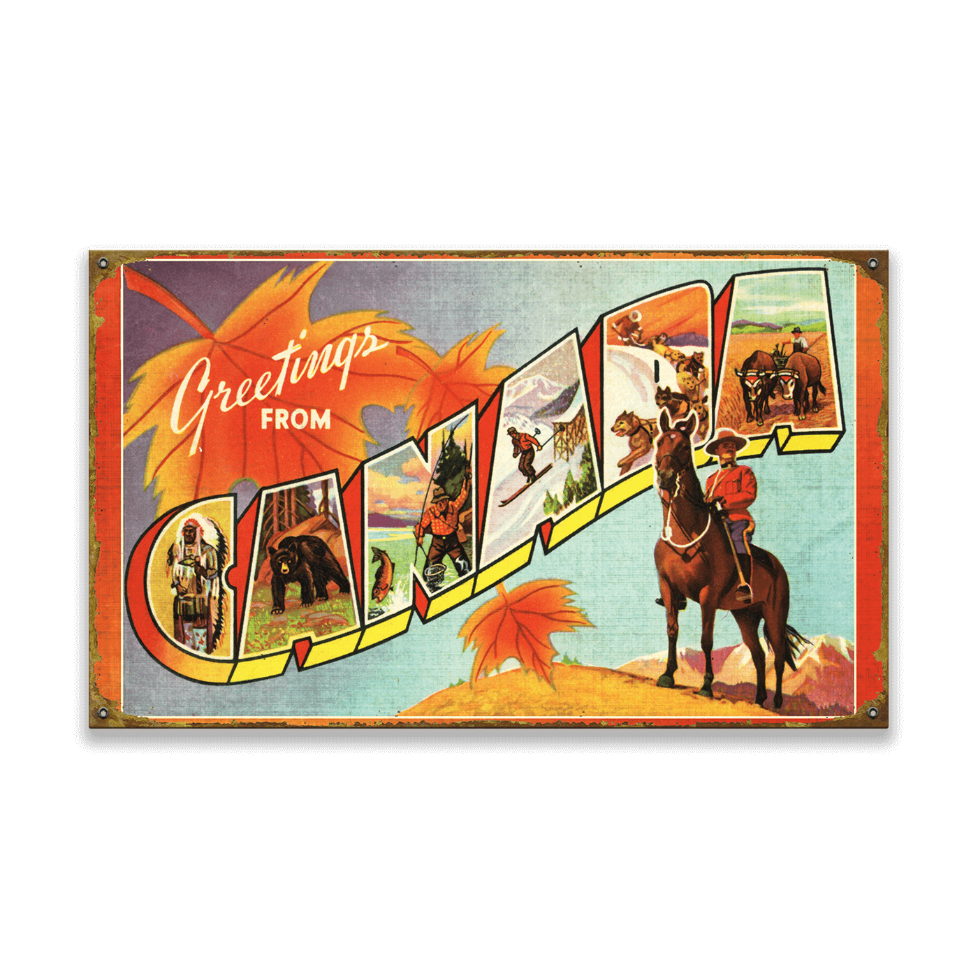 Canada Postcard - Wood & Metal Wall Art