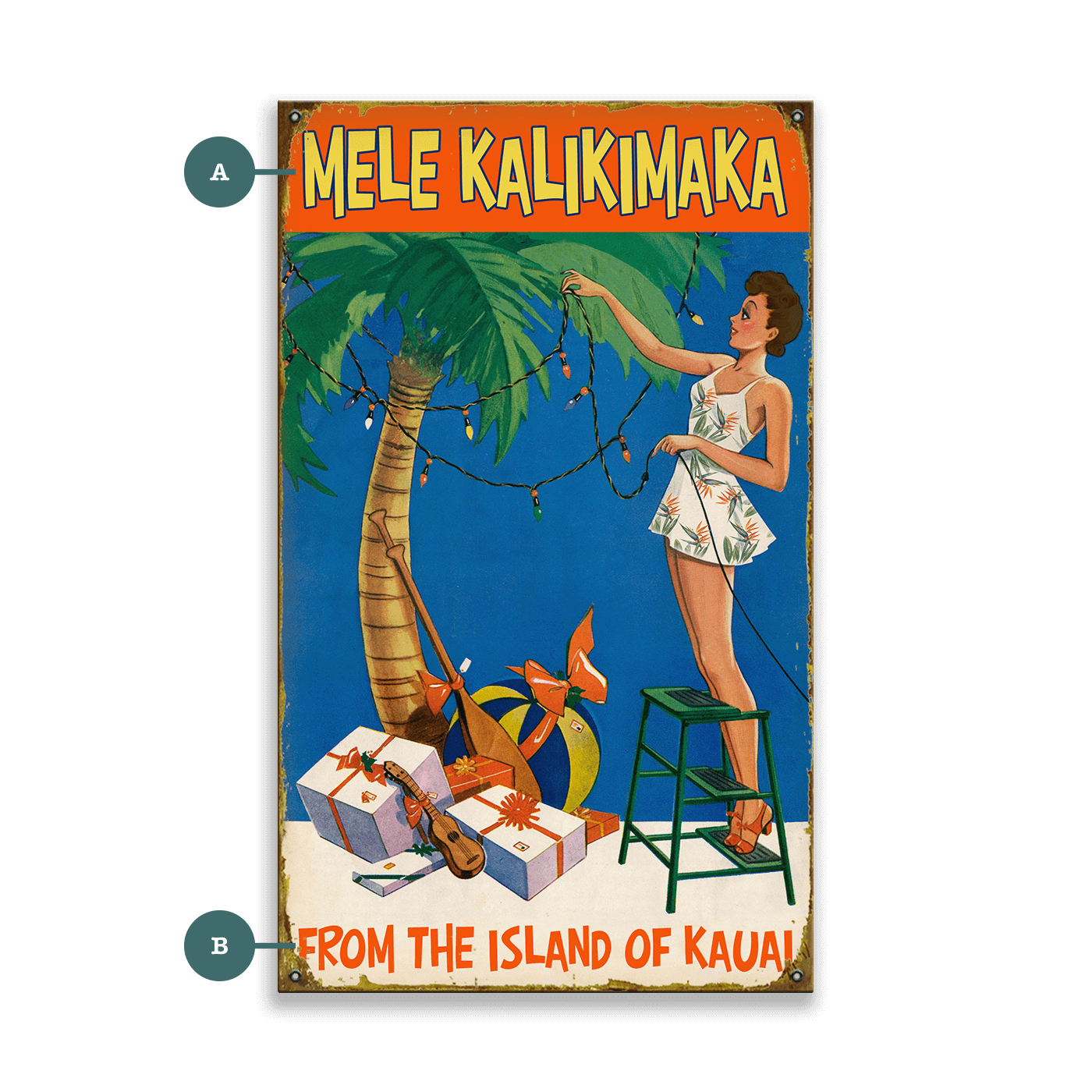 Mele Kalikimaka Happy Holidays - Wood & Metal Wall Art