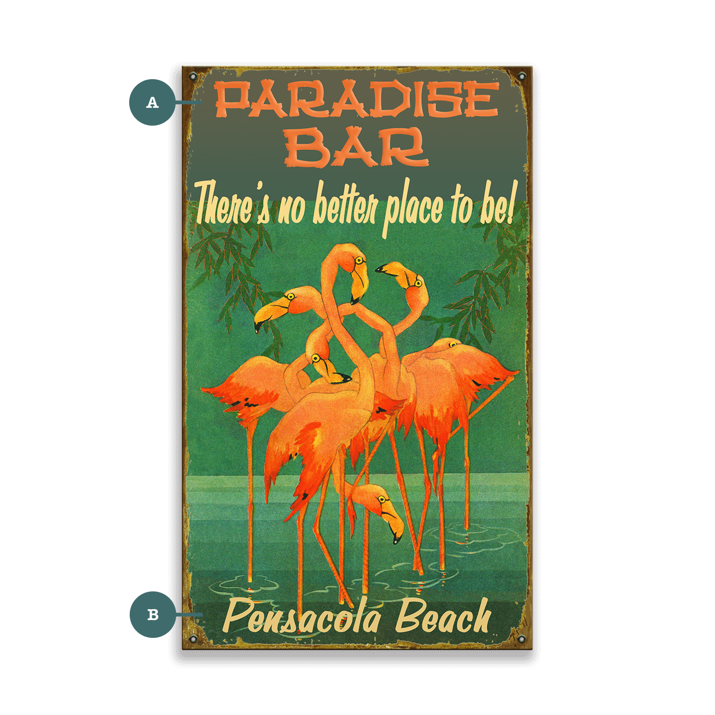 Flamingo Paradise - Wood & Metal Wall Art