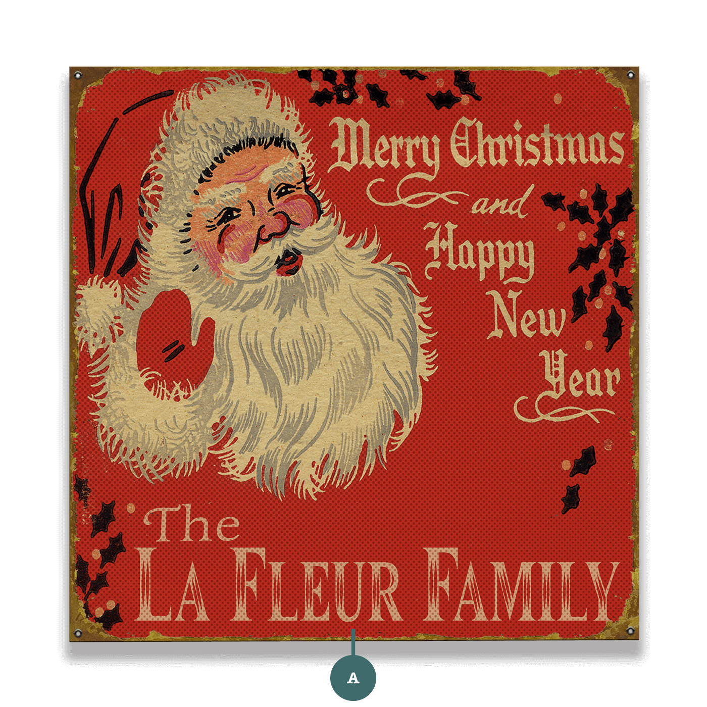 Matchbook Style Santa - Wood & Metal Wall Art