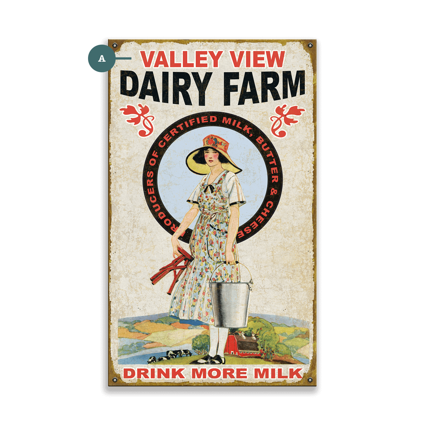 Milkmaid Drink More Milk - Wood & Metal Wall Art