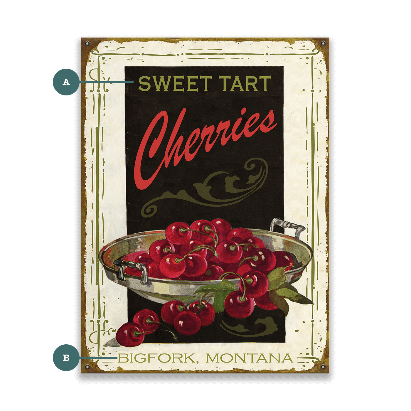 Sweet Tart Cherries - Wood & Metal Wall Art