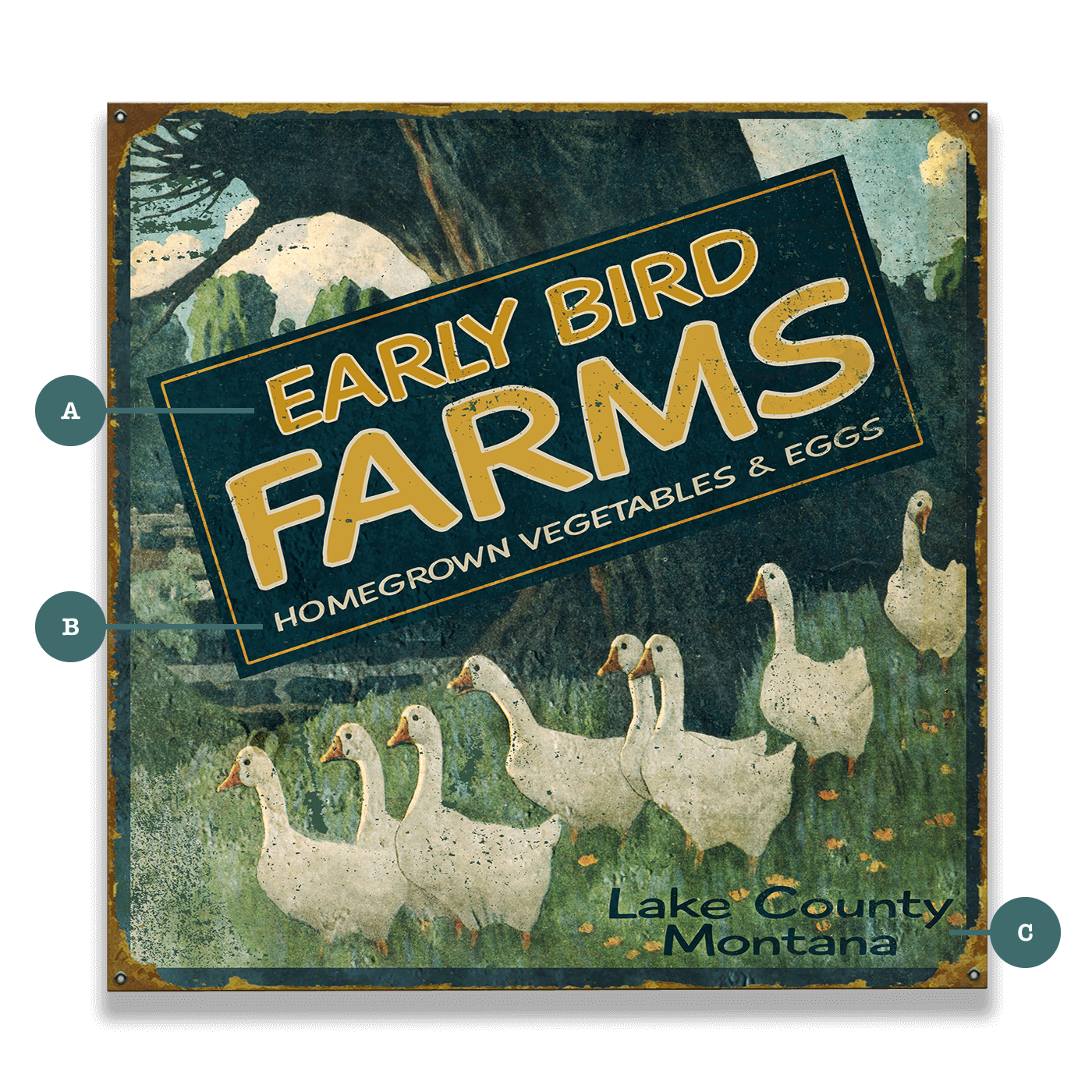 Early Bird Farms - Wood & Metal Wall Art