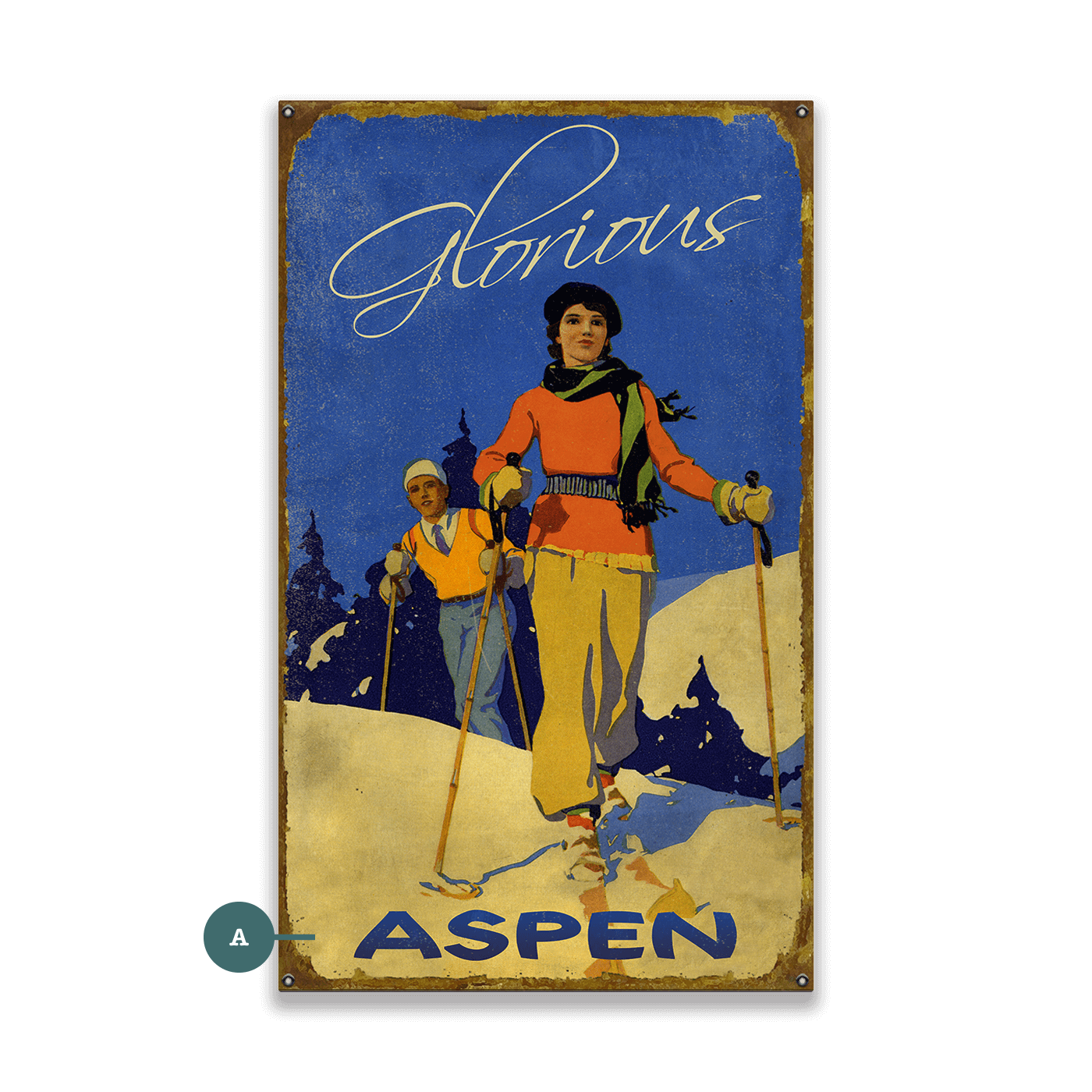 Glorious Skiing Pair - Wood & Metal Wall Art