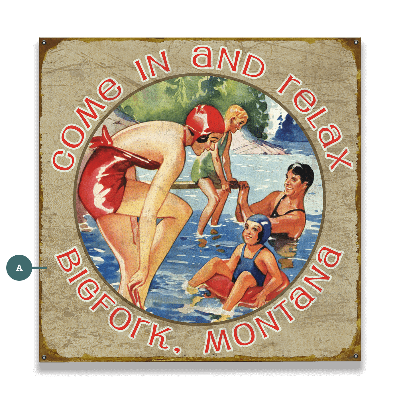 Family Swim Come Relax - Wood & Metal Wall Art