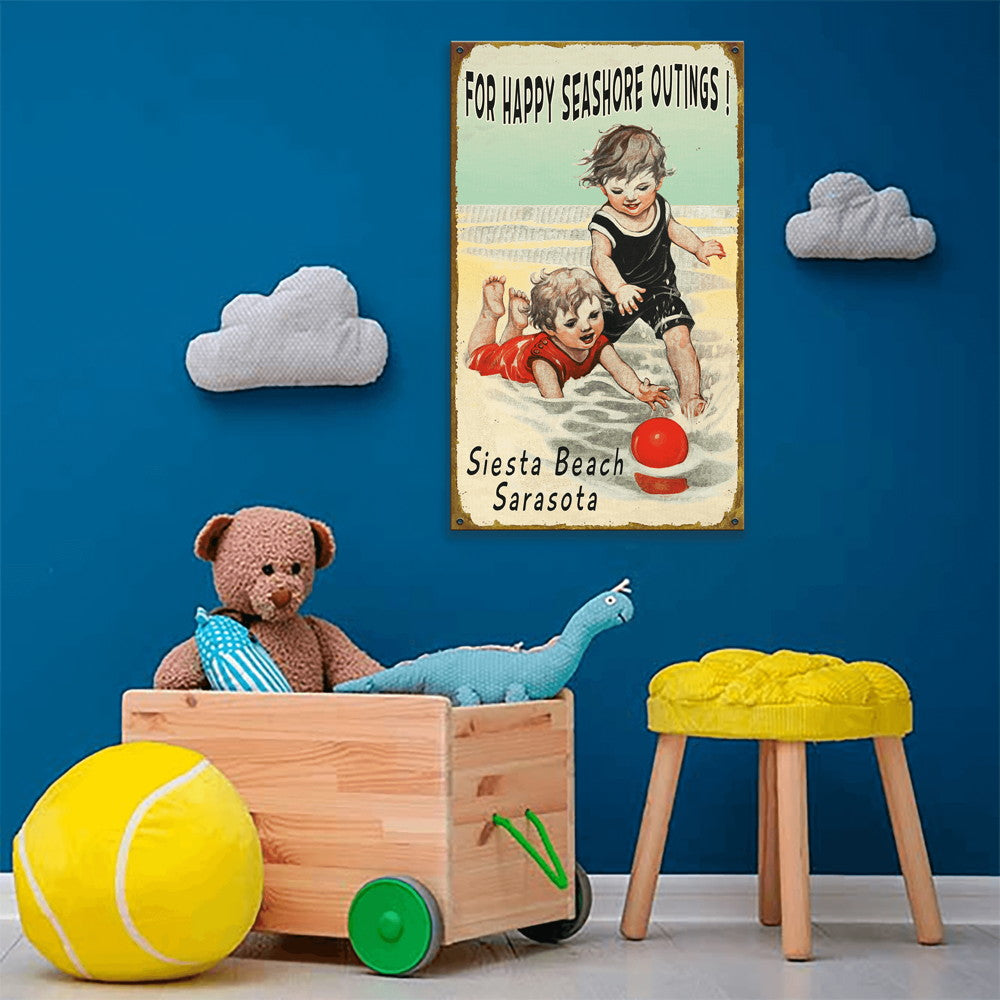 Happy Seashore Outings - Wood & Metal Wall Art