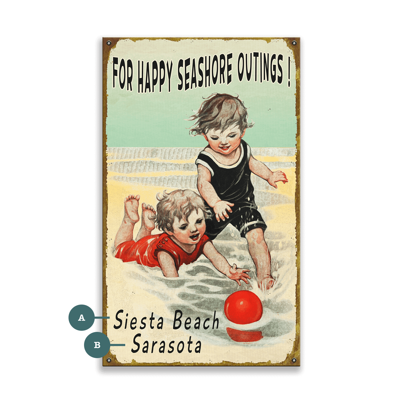 Happy Seashore Outings - Wood & Metal Wall Art