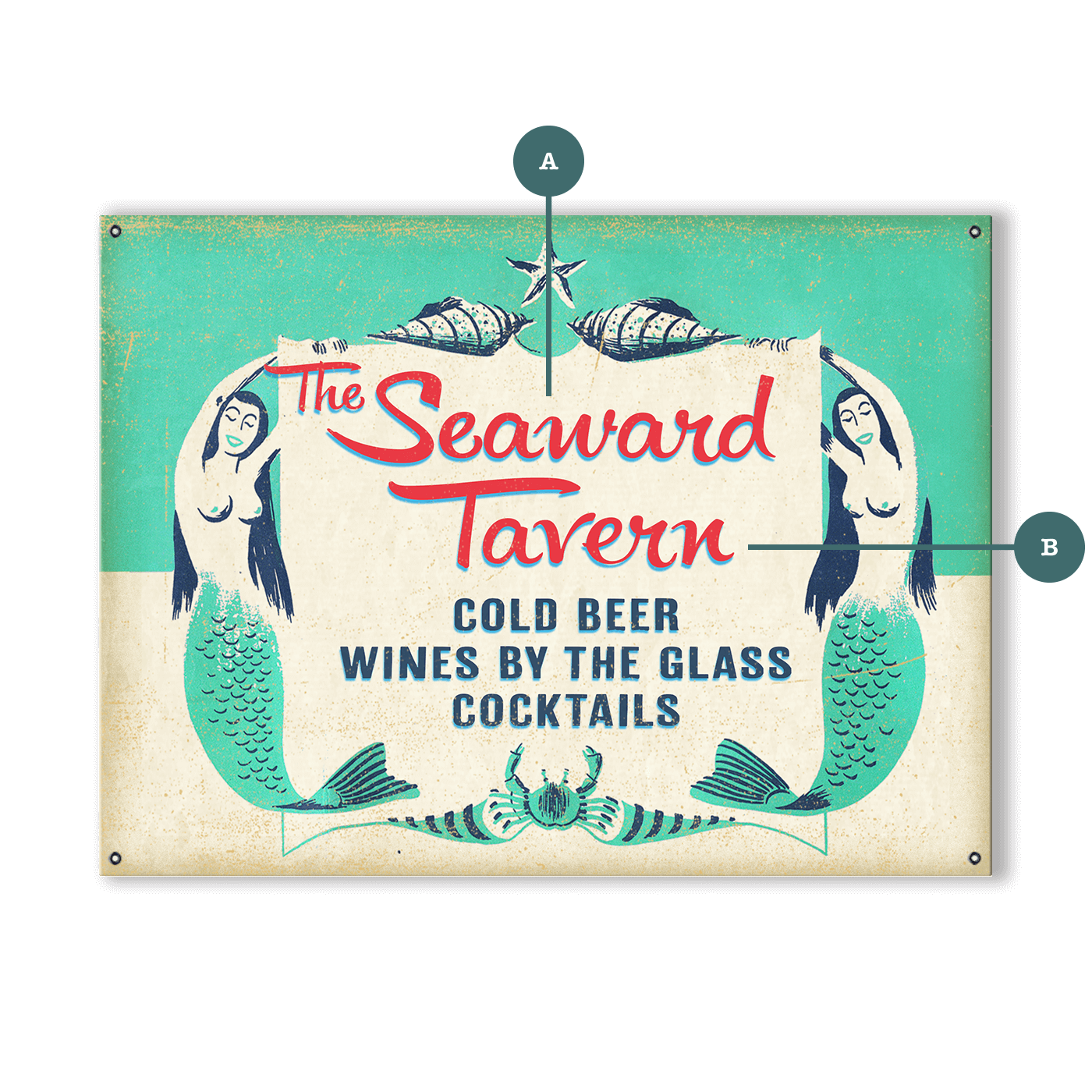 Mermaid Tavern - Wood & Metal Wall Art