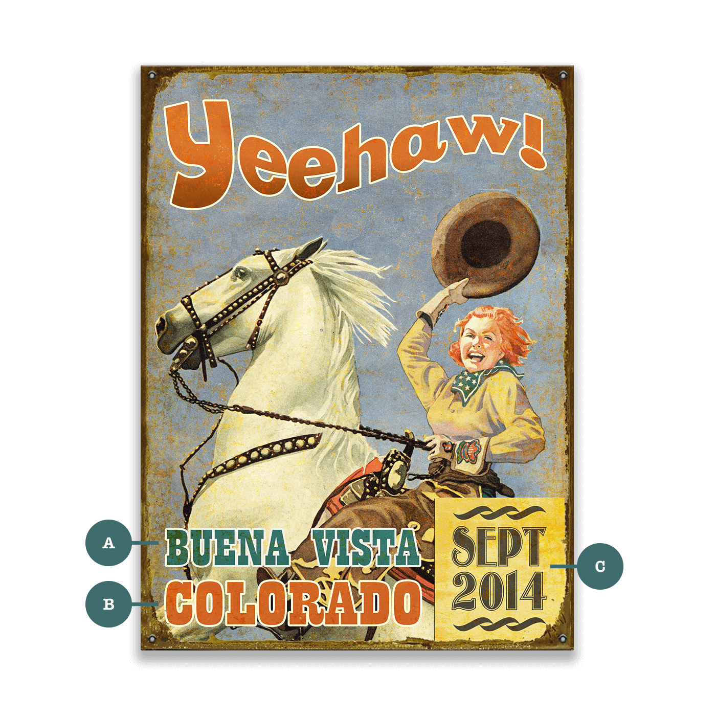 Yeehaw Cowgirl - Wood & Metal Wall Art