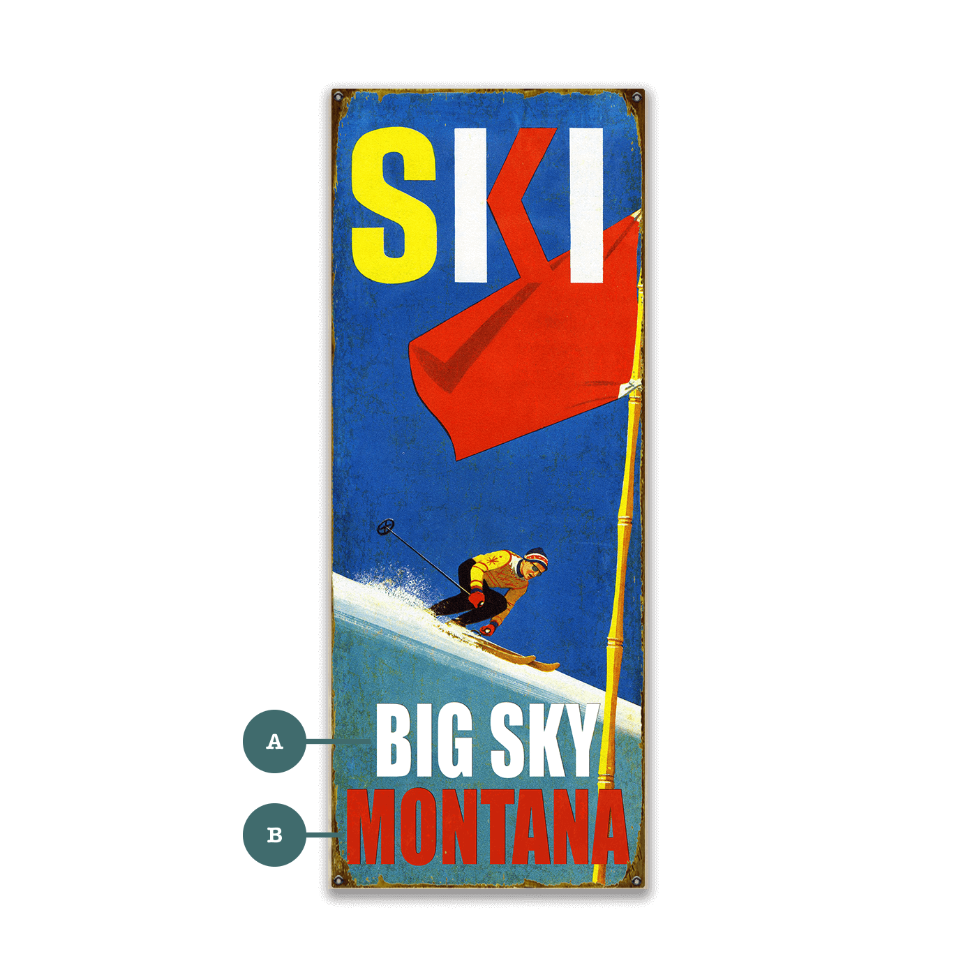 Ski Racer - Wood & Metal Wall Art